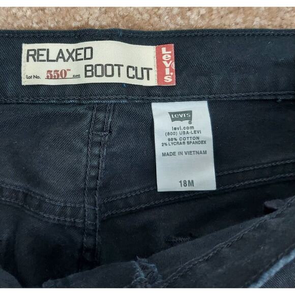 Levis 550 Black Denim Jeans 18M Relaxed Fit Boot Cut Cotton (measures 36x31) - Picture 4 of 10